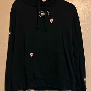 Nike Black Flower Embroidered Womens Hoodie